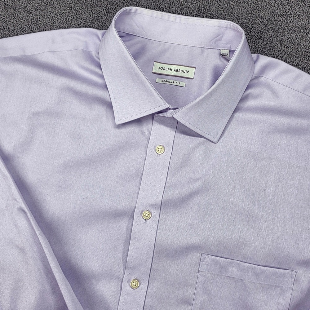 Joseph Abboud Mens Lavender Herringbone Dress Shirt 18.5 36/37 Regular‎ Fit Tall